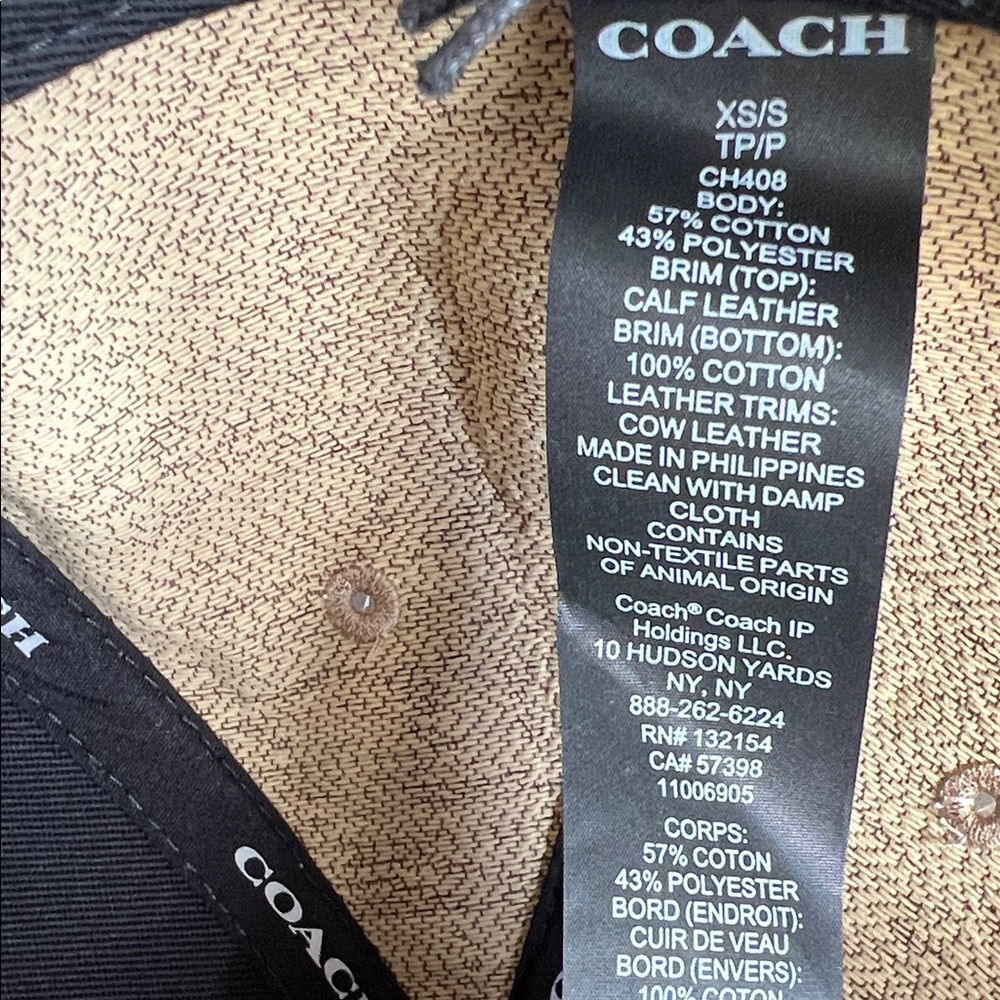 Coach Tan and Brown Signature C and Leather Cap - Picture 5 of 6